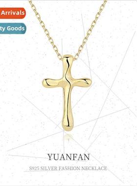 S925 silver necklace women Europe cold irregular lava cross
