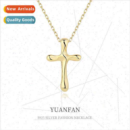 S925 silver necklace women Europe cold irregular lava cross