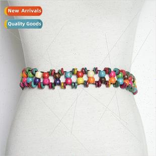 Wooden Beads Handmade Europe Rope Colorful Wax Braided Candy