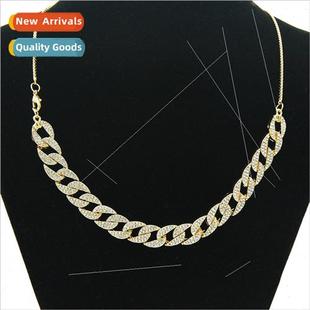 full diamond Cuban Europe leaf wind chain necklace ins