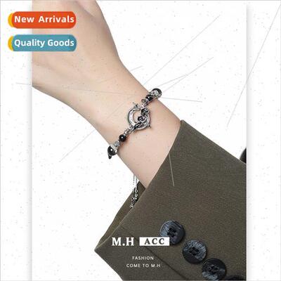 Nebula crescent moon resin beaded bracelet women ancient del