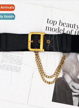 Fashion metal D buckle letters belt chain women waist seal h