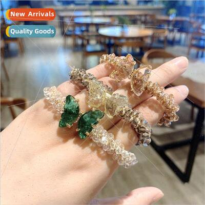 Korea crystal butterfly headband hair tie leather band simpl