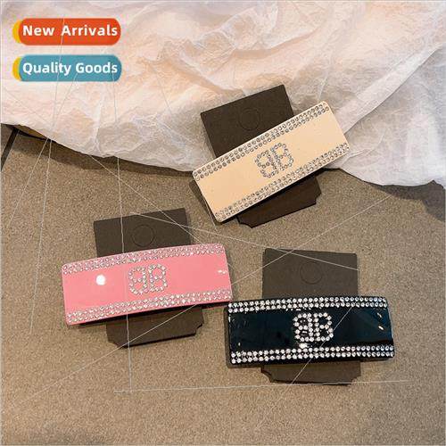 Alphabet retro girls wind rhinestone hair clips acetate allo