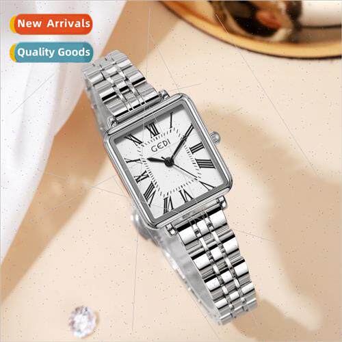 Vintage Roman solid stainless steel women watch delicate squ