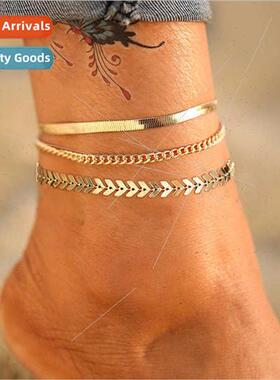 Europe summer beach anklet female simple airplane chain sequ