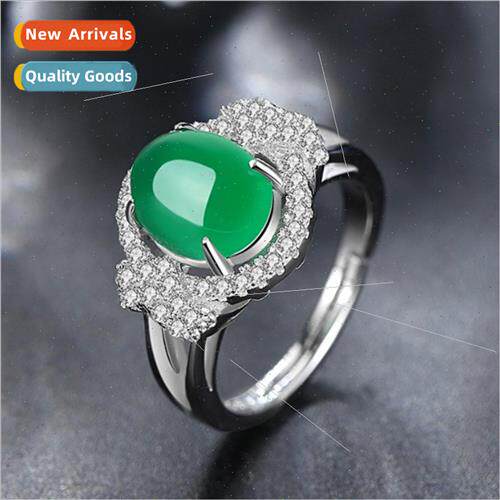 s925 silver natural chalcedony ring Korea fashion hjewelry c