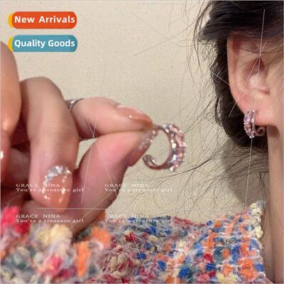 At Large Sweetheart Pink Double C-shaped Stud Earrings Femal