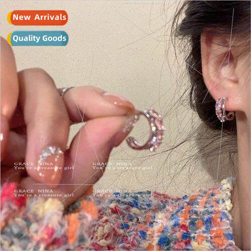 At Large Sweetheart Pink Double C-shaped Stud Earrings Femal