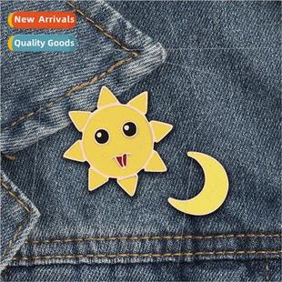moon alloy set sun creative brooch corsage drop Cartoon oil
