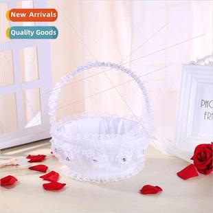 rhinestone gift lace basket bridesmaid flower Creative