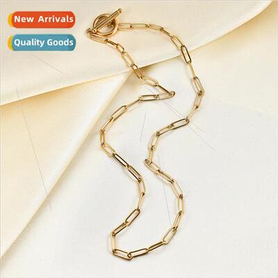 Europe versatile gold stainless steel rectangular pin neckla
