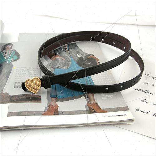 Love love shape press buckle black thin belt su jacket tweed