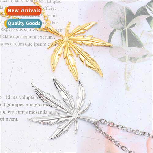 Gold Silver Maple Leaf Necklace Cross Chain Hip Hop Vintage