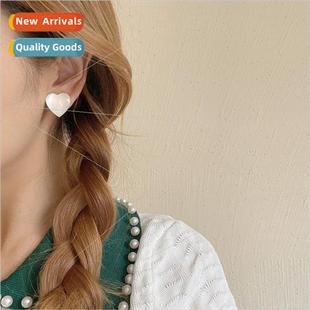 luster peach Korea eye sense female stone earrings cat heart