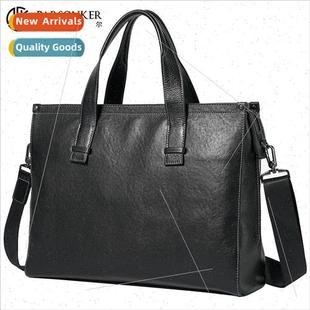 leather fashion men horizontal brief handbag Genuine