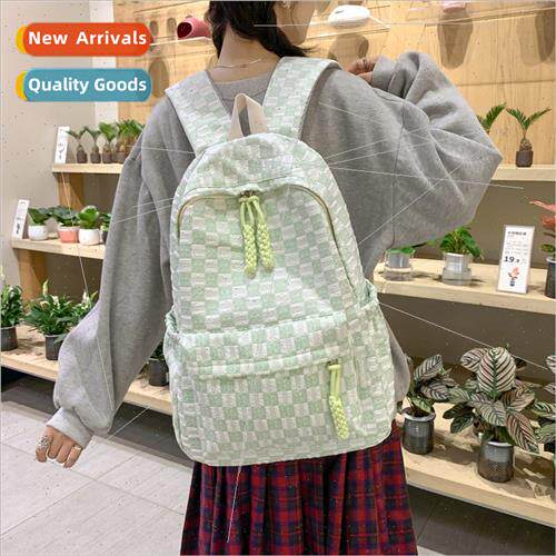 Schoolbag female Korean primary school students cute plaid b