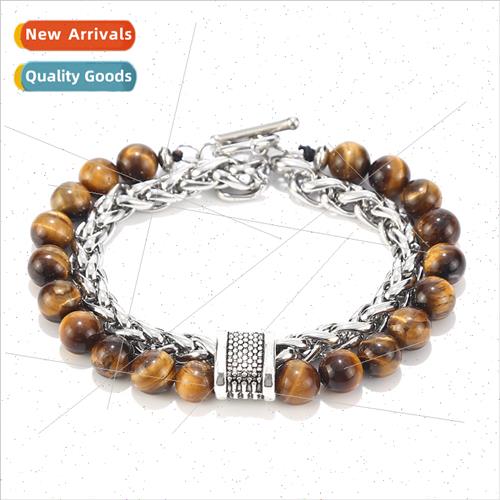 New Natural Stone Unique Stainless Steel Bracelet Tiger Eye