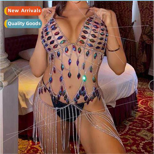 MW3165 Europe body chain crystal gemstone acrylic metal chai