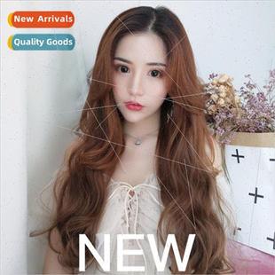 Wig long curly hair new V-shaped half head set girls in long