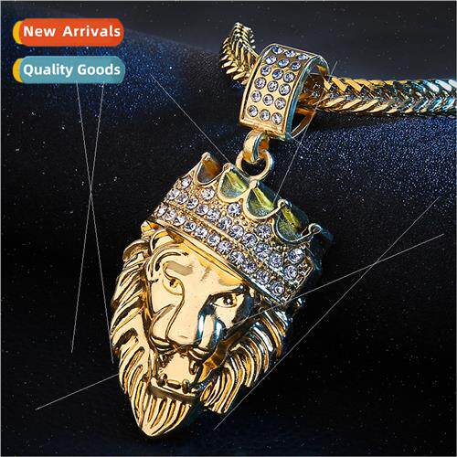Europe Diamond Crown Lion Head Hip Hop Glow-in-the-Dark Neck