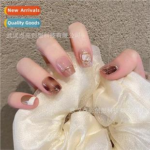 handmade wearable nails Autumn winter real fall halo Amber
