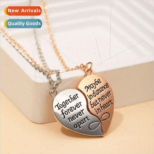 Love patchwork couple girlfriends best friend necklace simpl