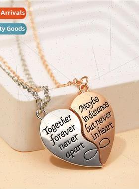 Love patchwork couple girlfriends best friend necklace simpl