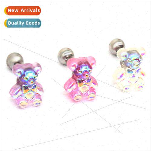 Europe cute bear ear bone stud simple ear bone stud colorful