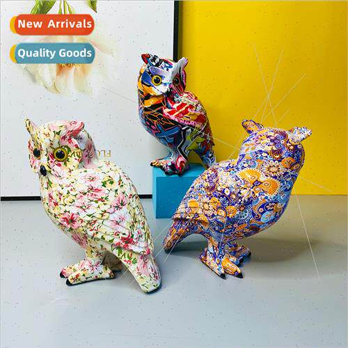 American creative home new colorful standing owl resin craft