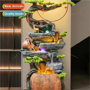 Large floor-to-ceiling circulation water fountain indoor hum