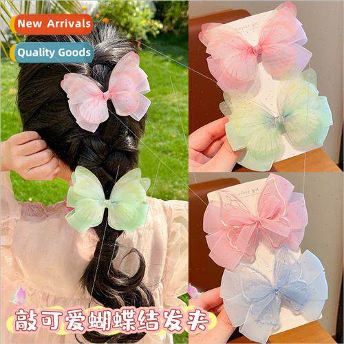 Children colorful hair clips super fairy bow hair card girls