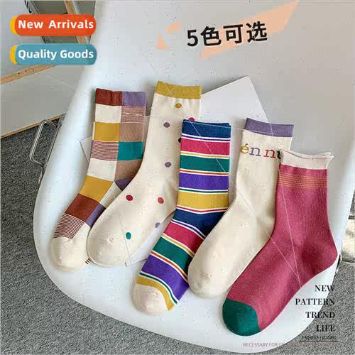 Cute socks Japanese autumn winter college retro girls colorf