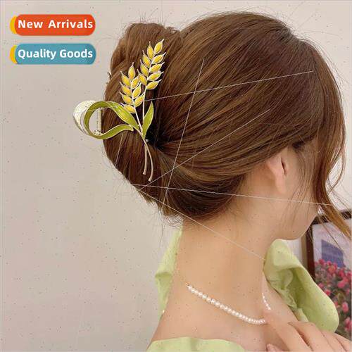 Gold Wheat Fringe Grab Clip Elegant Large Hair Clip Female B
