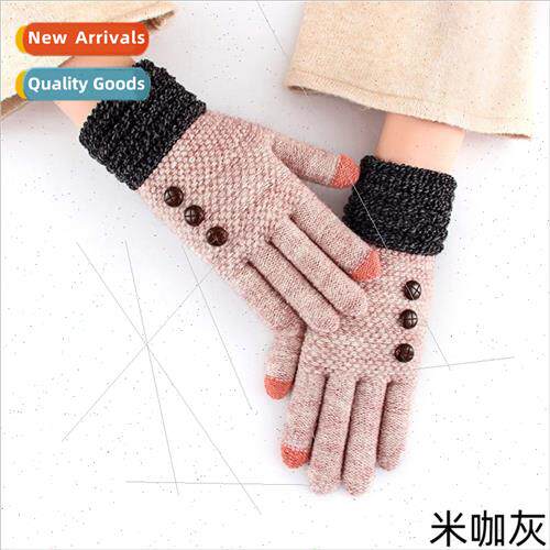 Korea small daisy spl finger cute warm knted gloves fall win