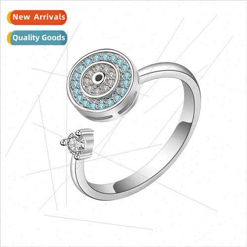 Devil eye rotating ring fashion men women open adjustable fi