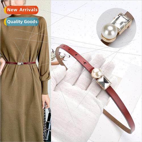 Cowhide retro small belt female multi-color leather thin bel