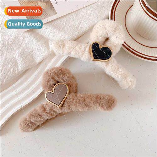 Autumn winter new plush love heart grab clip female disk hai