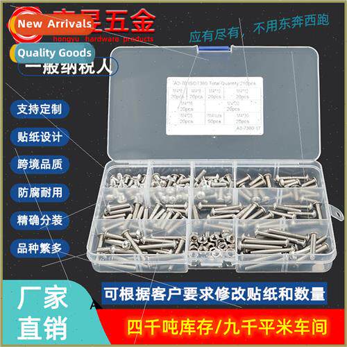 210pcs M4 wh hexagon nuts stainless steel 304 pan head hexag