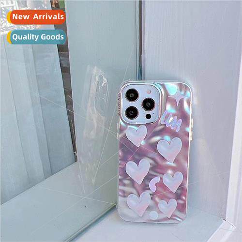 Korean  ins plating water ripple love heart 适用 iPhone 12/1