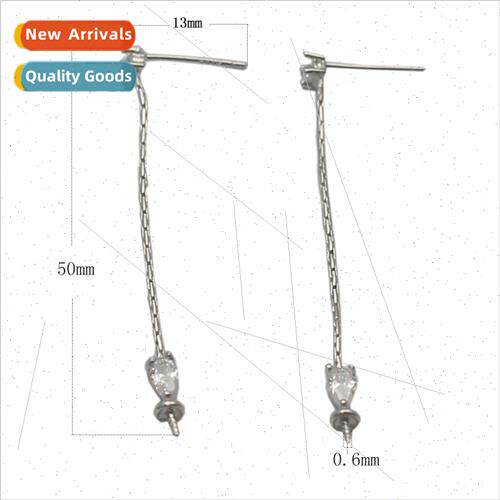 Korean s925 silver tassel ear wire creative  DIY pearl inlai