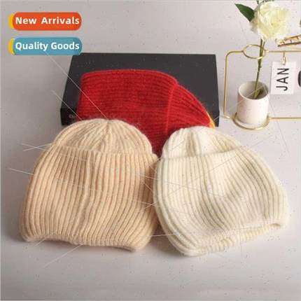 Big head circumference rabb hair knted cap female fall winte