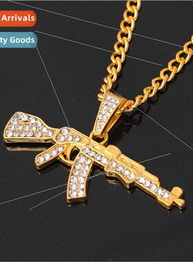 Punk Hip Hop Full Drill Machine Gun Necklace Creative Punch
