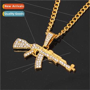 Punk Hip Hop Full Drill Machine Gun Necklace Creative Punch