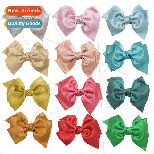 Children jewelry Europe 4inch bow hair clips gold silver wef