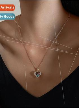 Europe jewelry copper love heart zircon pendant lockbone cha