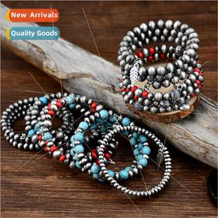 Europe Tribal Navajo Pearl Ancient Pewter String Bracelet Br