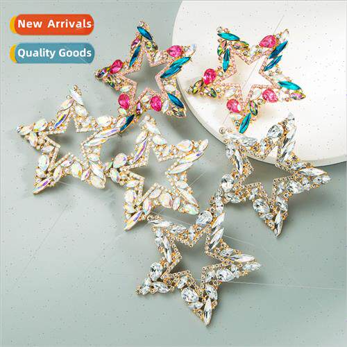 Europe new creative geometric water drop acrylic diamond ear