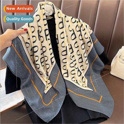 2023 new letters temperament 90 square scarf women silk scar