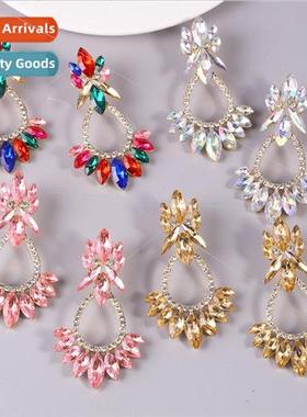 Europe creative diamonds shining large earrings elegant hund